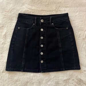 American Eagle Outfitters Black Button-Front A-Line Skirt